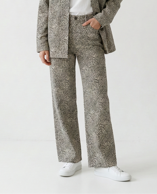 JEANS LARGE EN IMPRIMÉ LÉOPARD